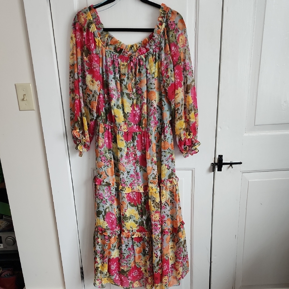 LC Lauren Conrad Vibrant Floral Long Sleeve Dress